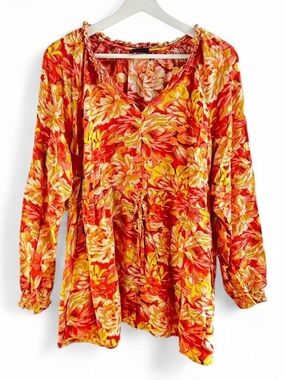 Torrid Peasant Floral Blouse Top Size 3 100% Rayon
